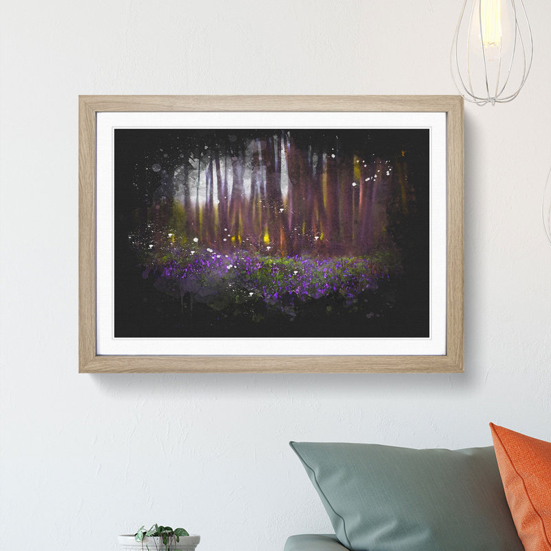 Bluebell Forest in Canterbury - Picture Frame Painting Print, 24cm H x 33cm W x 2cm D, Oak Framed