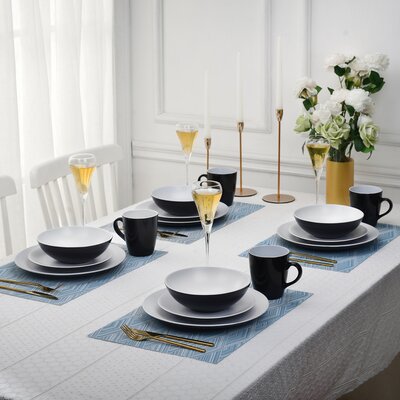 Bacche 16-Pieces Matte Stoneware Dinnerware Set ,Service For 4 -  Vancasso, PAT-VC-LENTO-WT-SL