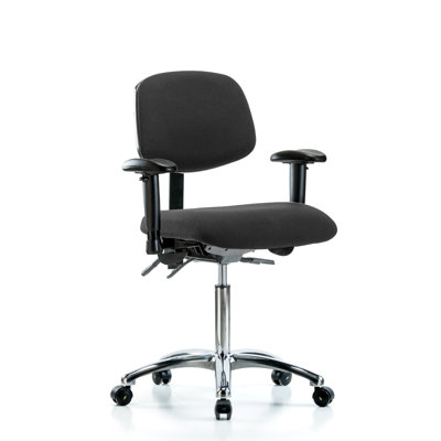 Tissu en tissu antistatique - hauteur de banc moyenne avec inclinaison du siège, accoudoirs réglables et glissières fixes en tissu antistatique noir