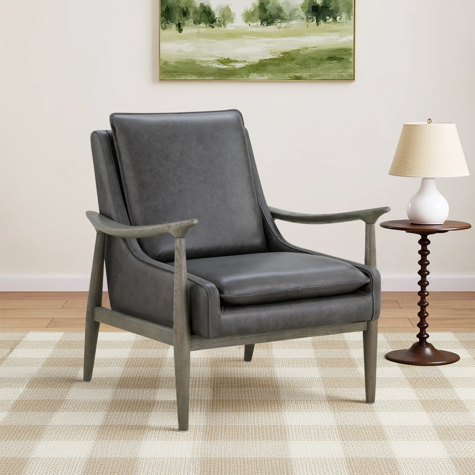 Abbyton Genuine Leather Accent Chair