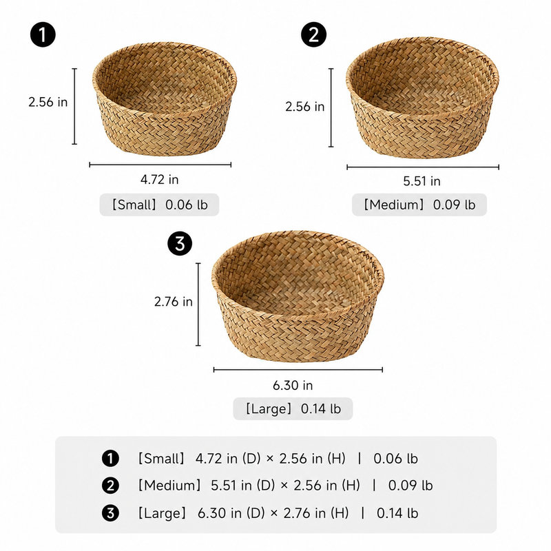 Panier rond en jonc de mer, [Grand]