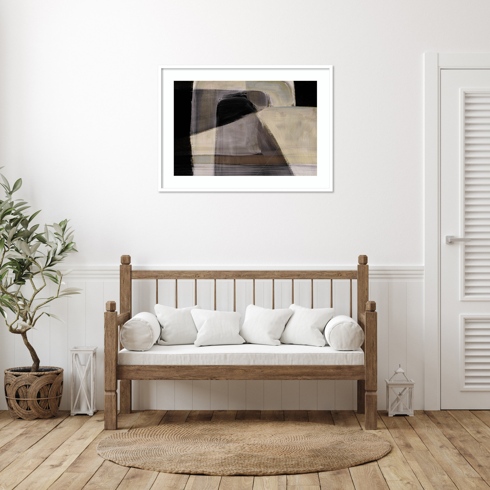 Moods by Dan Hobday Wood Framed Wall Art Print, 30" H x 41" W, White