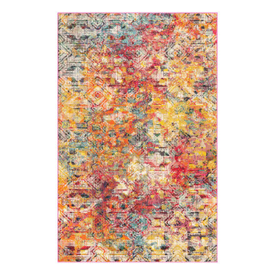 Washable Abstract Indoor Rug