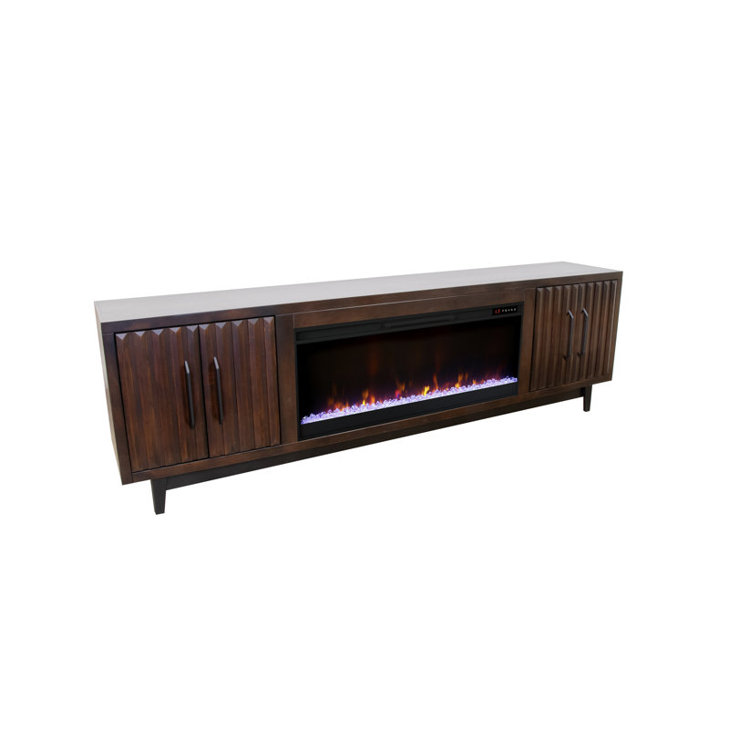 Meuble télé 94 po pour téléviseur de 100 po ou moins, finition bois de rose