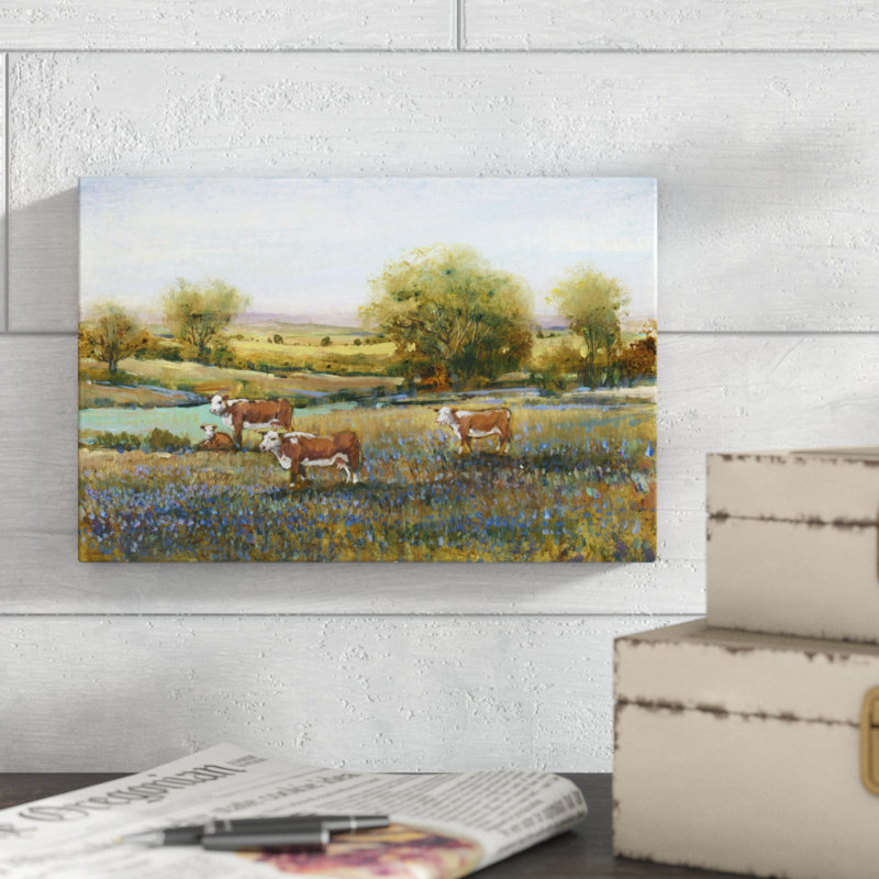 Field of Cattle II by Timothy O' Toole - Painting Print, Wrapped Canvas, 20cm H x 30cm W