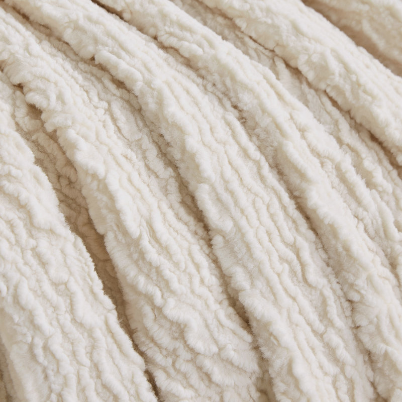 Couverture de luxe en fausse fourrure crème, Couvre-lit pour grand lit
