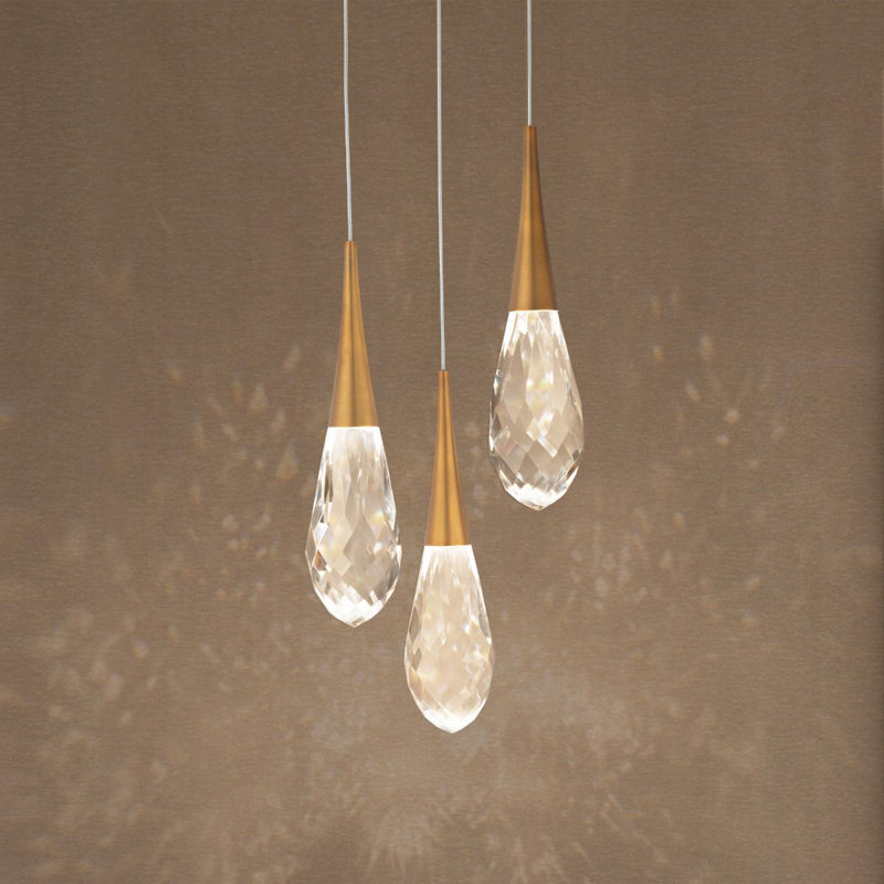 Hibiscus 3 - Light LED Pendant, Aged Brass