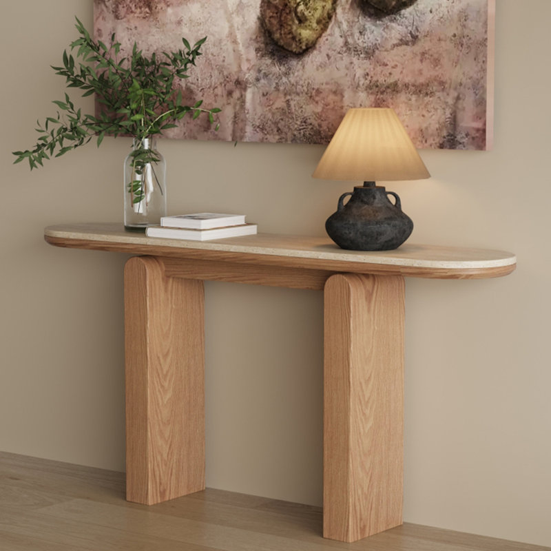 Console simple de style italien, H 33,5 po x l 55,1 po x P 13,8 po, Burlywood