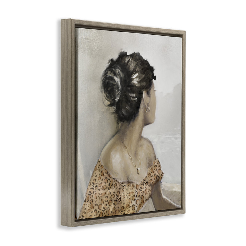 Cadre flottant Portrait de femme regardant ailleurs, design par E. Anthony Orme, H 21 po x l 17 po