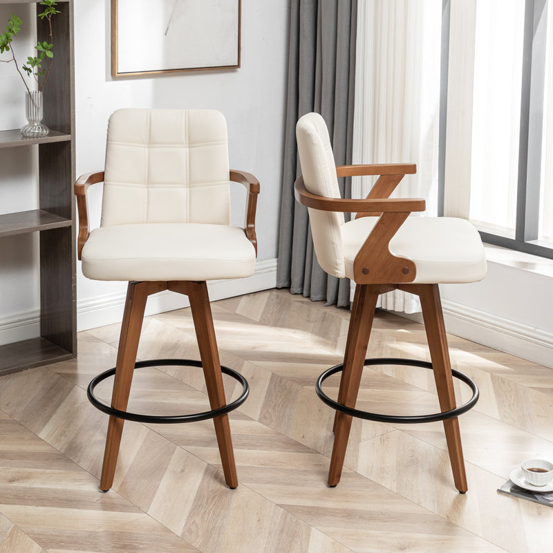 Lorant Swivel Stool, Cream Beige, Counter Stool (26" Seat Height)