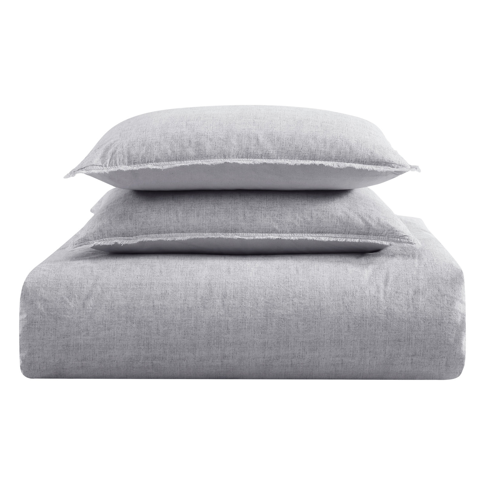 Emington Cotton Comforter Set, Twin Comforter + 1 Standard Sham, Light Gray