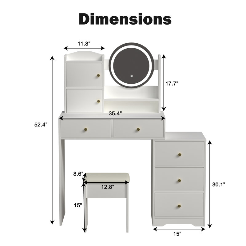 Vanity Desk With Mirror And Lights