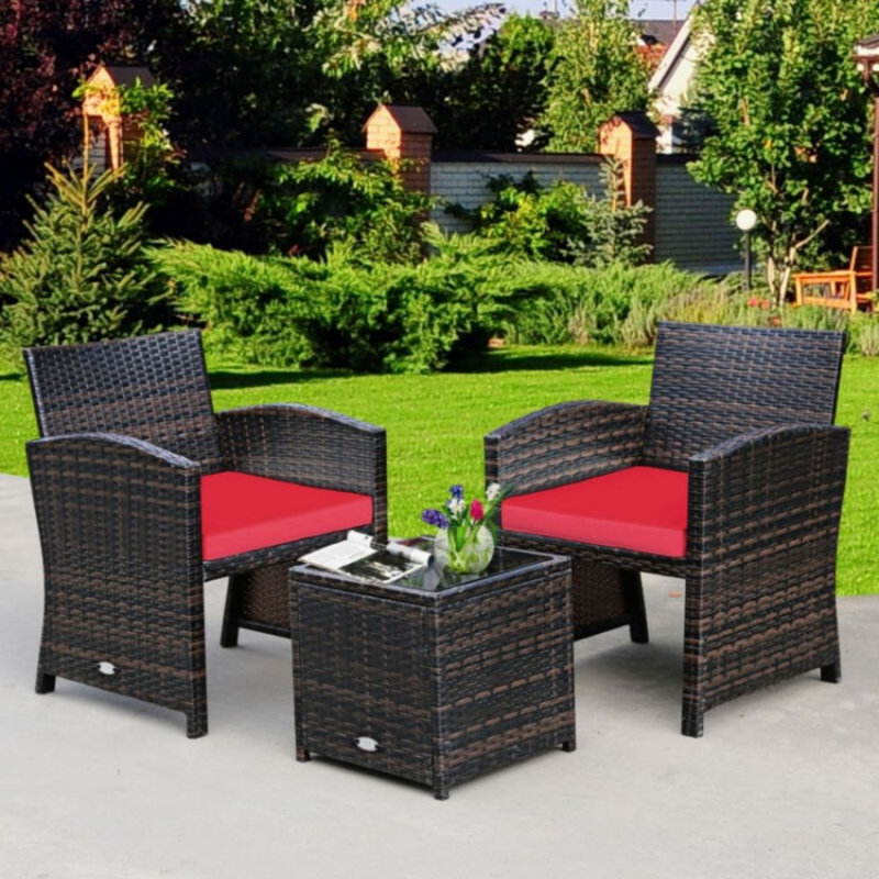 Brinlea 2 - Person Patio Conversation Set with Cushions, Red