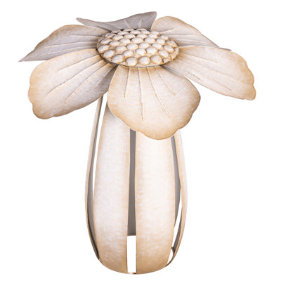 Cream Flower Metal Garden Statue, 17in