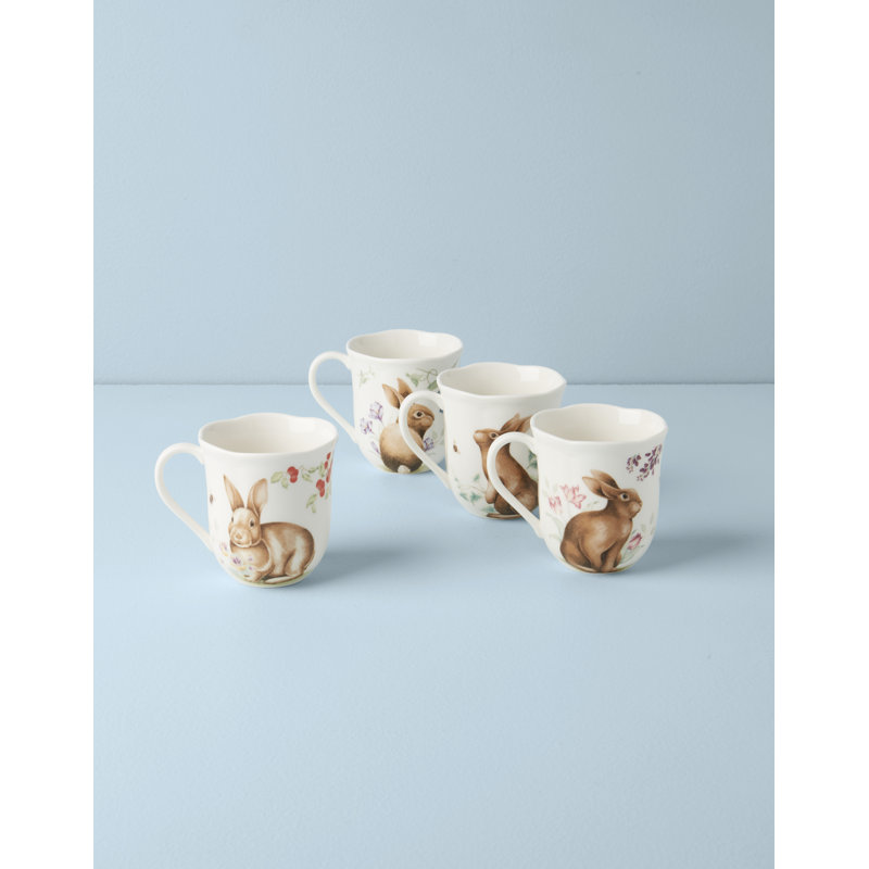 Butterfly Meadow Bunny 4Pc Mugs