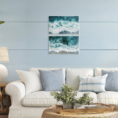 Ensemble de 2 plaques murales Hazy Water Waves, design par Lazar Studio