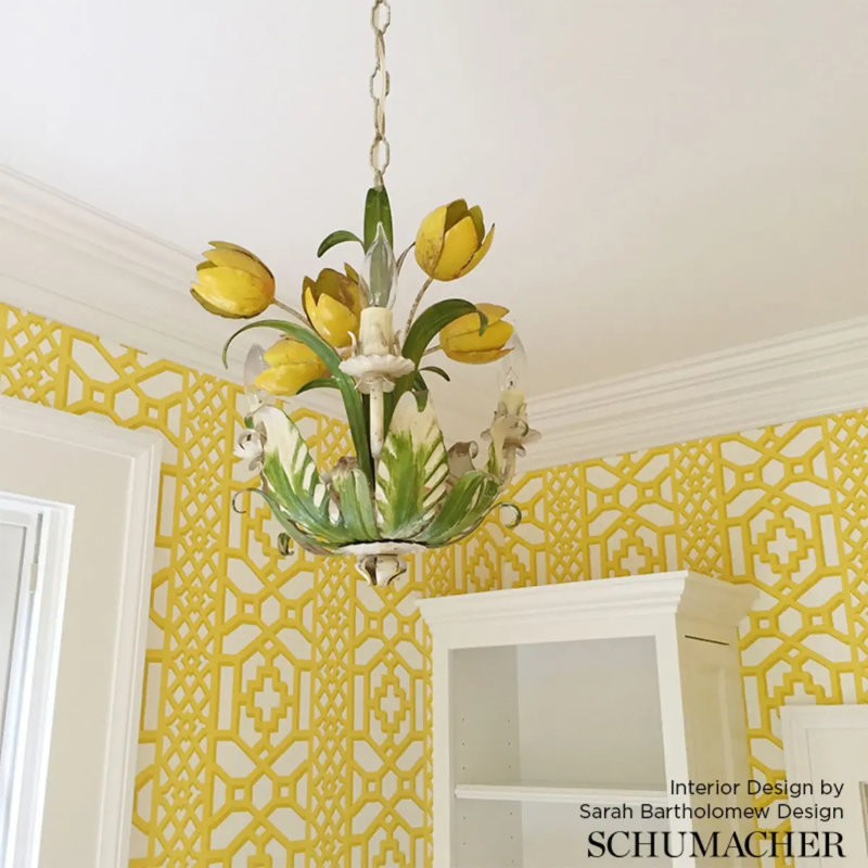 Zanzibar Trellis Wallpaper, Canary