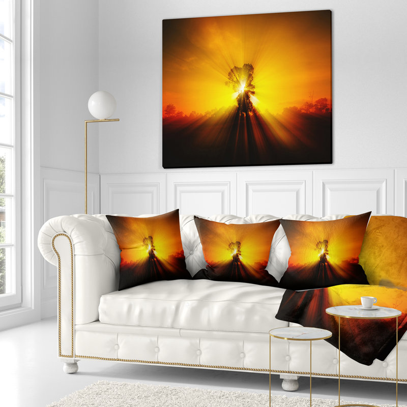 Coussin Landscape Shadows of Trees, 18 po x 18 po, Coussin décoratif