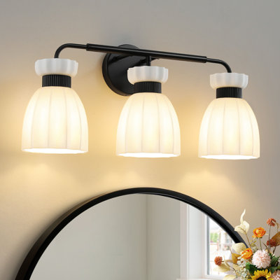 3-Light Dimmable Vanity Light with Glass Shades