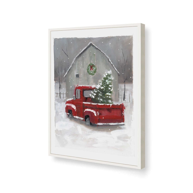 «Christmas on the Farm» par Dogwood, L 30 x H 40, Blanc, Impression encadrée