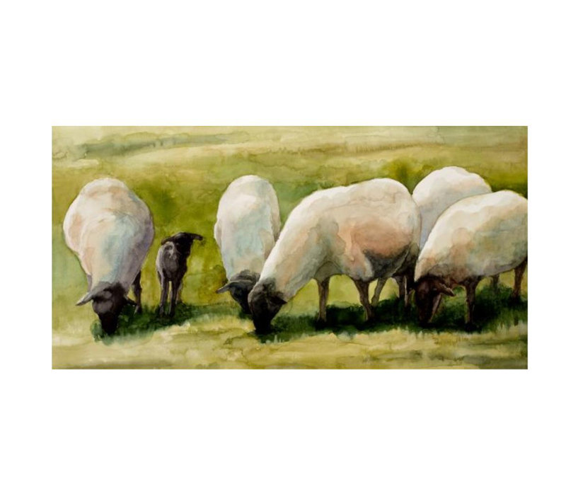 On The Grass Painting by Sara Brown, Knife Gel, 30" H x 58" W