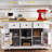 53inch Large Kitchen Island with Drop Leaf, Power Outlet, Door Internal Storage Rack, Rolling Kitchen Cart on 5 Wheels with 5 Open Side Racks for Kitchen, Dining Room (Not include bar stools)-1126782103