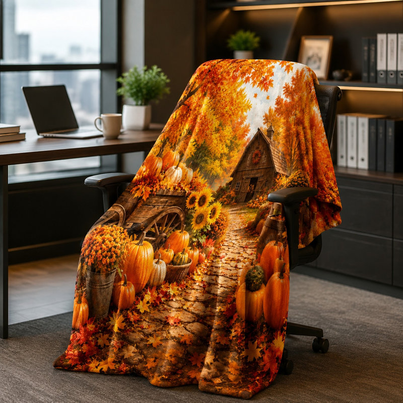 Jeté en molleton Cozy Autumn Harvest, Twin(W60"×80L")
