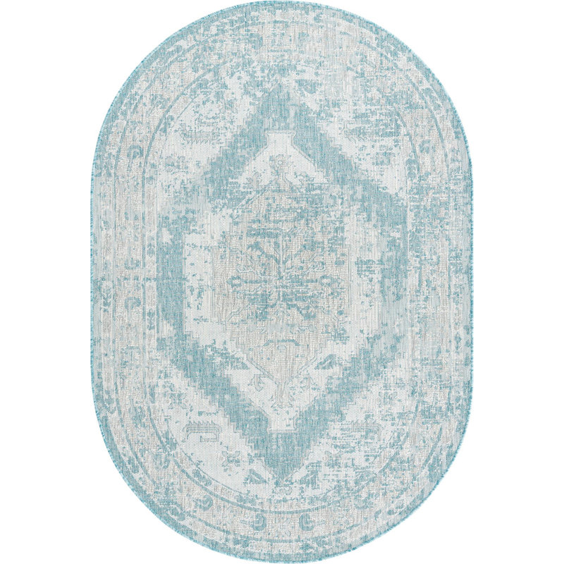 Oriental Indoor / Outdoor Rug, Oval 5'3" x 7'10"