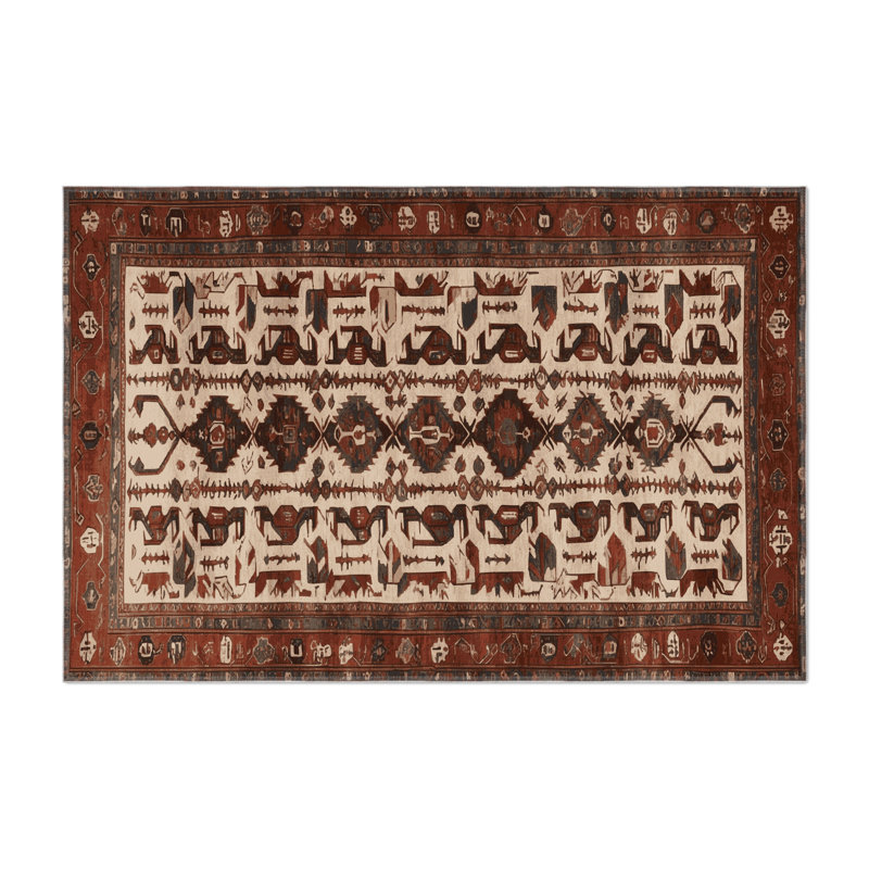 Tapis d'intérieur et d'extérieur brun Persian, Rectangle 9 pi x 12 pi