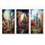 Pop Art Curch At Moon Landscape I - Church Canvas Prints Set Of 3-11822740-11822736
