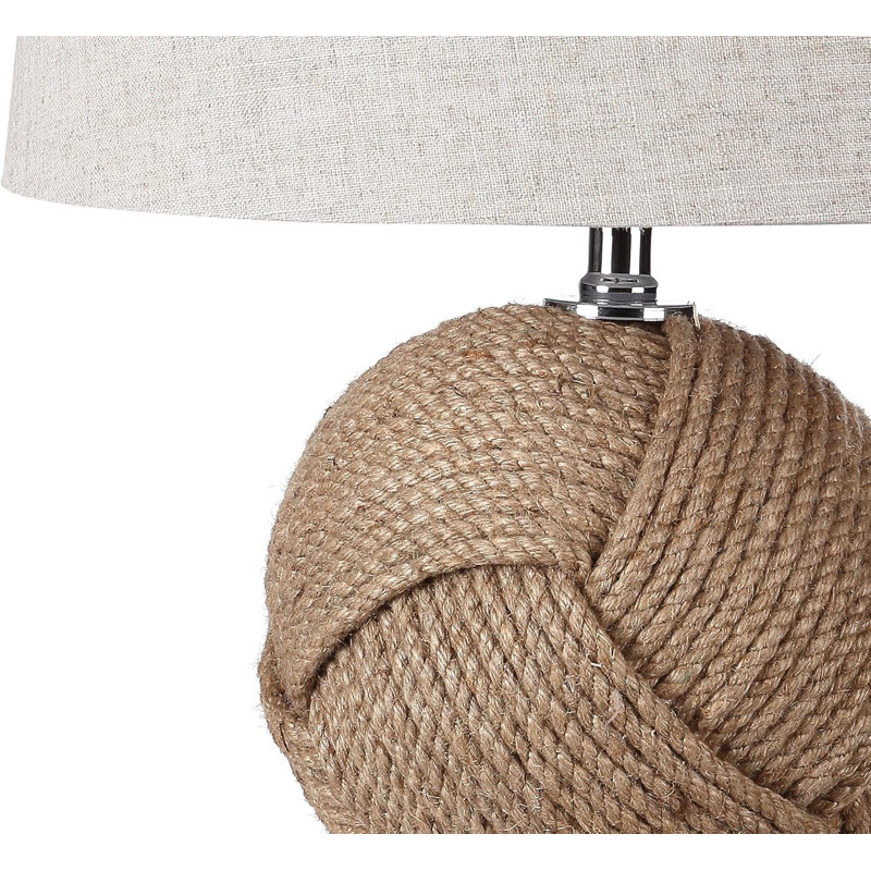 Lampe de table à cordes nouées avec abat-jour tambour Monkey's Fist
