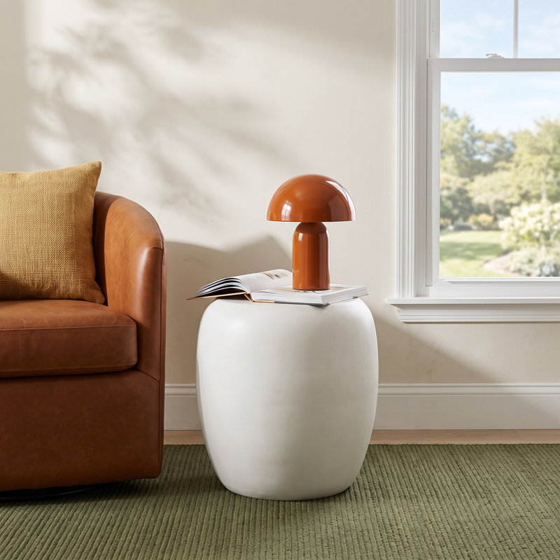 Rox Concrete Top End Table, White