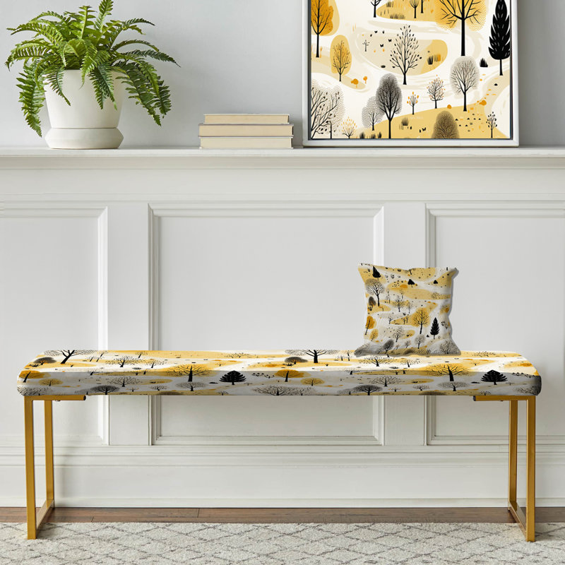 Automne jaune minimalisme paysage III - banc rembourré floral doré
