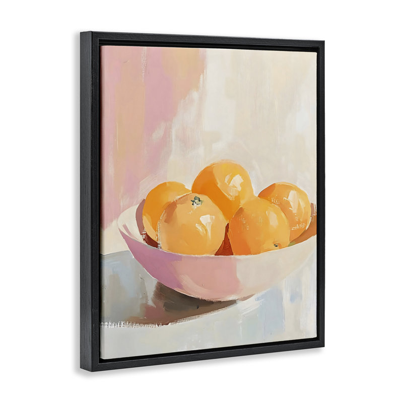 Cadre flottant pastel bol d'oranges, design par The Prints Vibe, 21 x 17, Jet Black Floater Framed