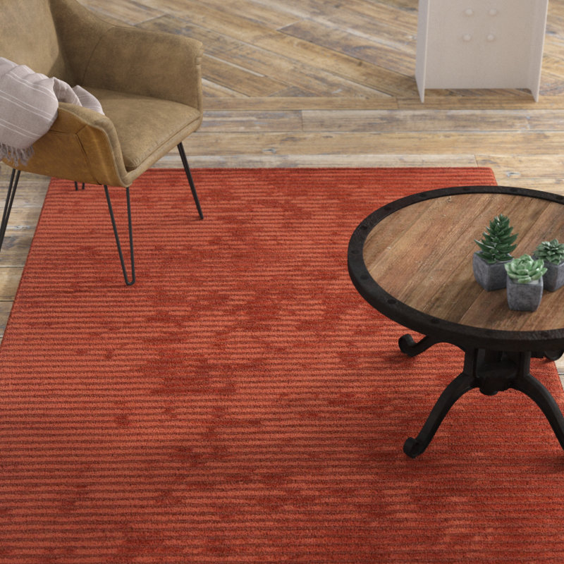 Tapis orange texturé Nathen, Rectangle 9 pi x 13 pi