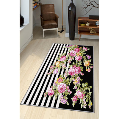 Premium Woven Carpet, 5.2 x 7.5 ft, 100% Polyester, Antibacterial, Non-Slip Underside, 0.3 in Pile Height | Machine Washable, 3D Digital Print | Perfect for Living Room, Bedroom & Office Décor