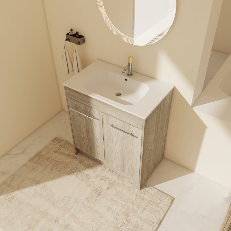 Meuble-lavabo simple sur pied 29,73 po avec plateau en résine