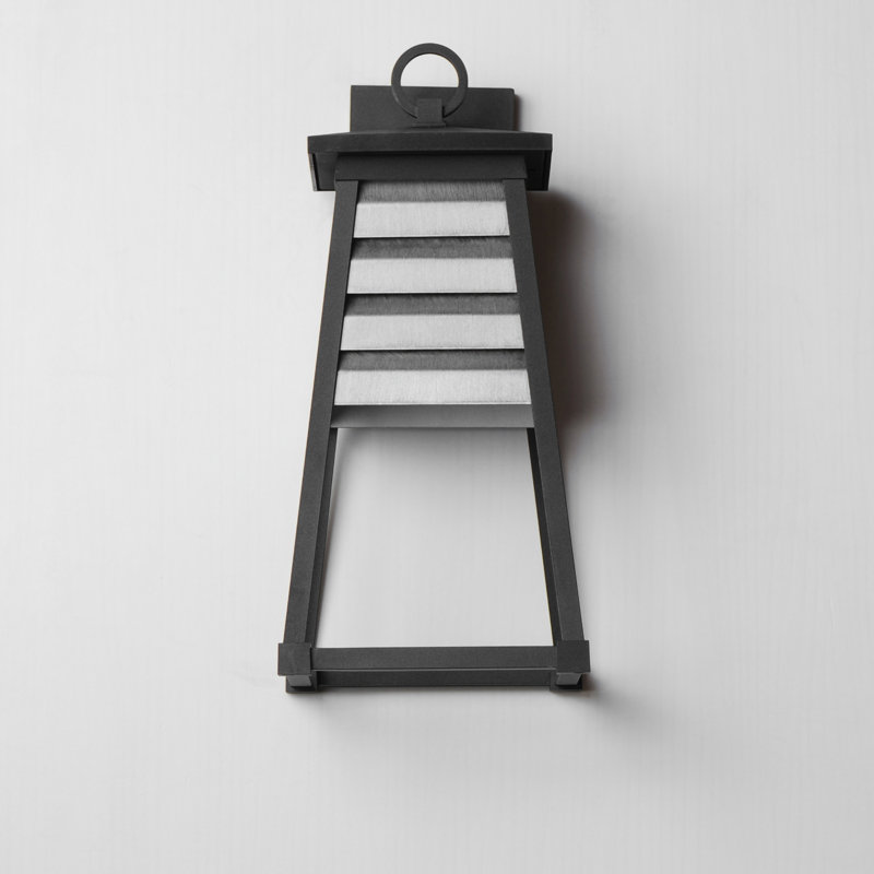 Applique murale en aluminium Renlee, Zinc altéré par les intempéries / noir, H 18 po x l 8,5 po x P 8,75 po