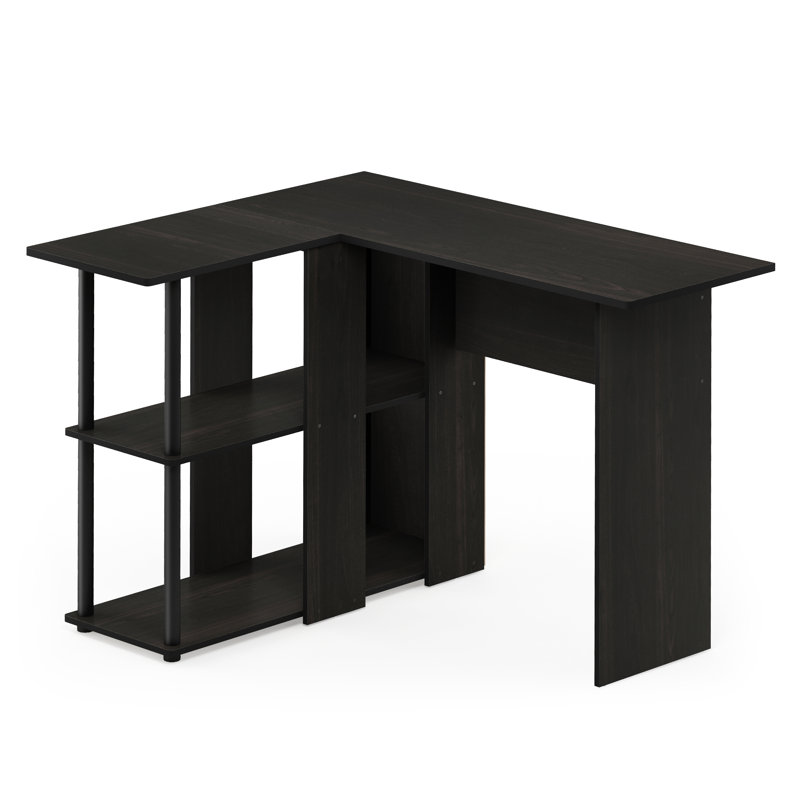 Angulo L-Shaped Computer Desk, Espresso, Black