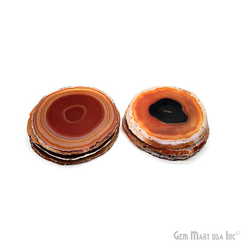 Red Natural Agate Rock Coasters, Kitchenware Home Décor