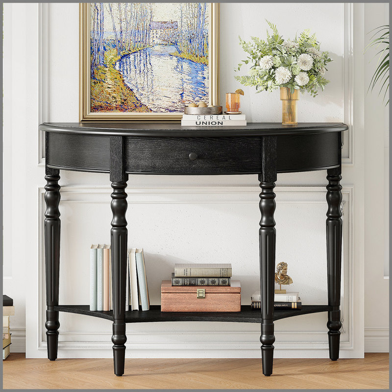 Console de style campagnard avec tiroir et tablette Farmhouse, Black, Black, Black