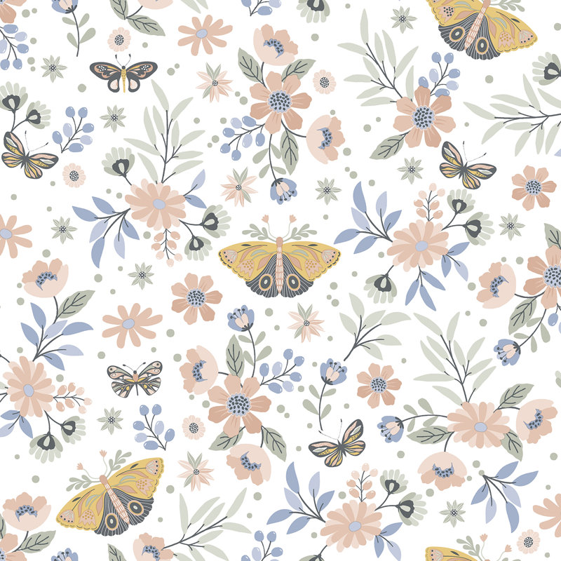 Papier peint Whimsical Meadow, Orange