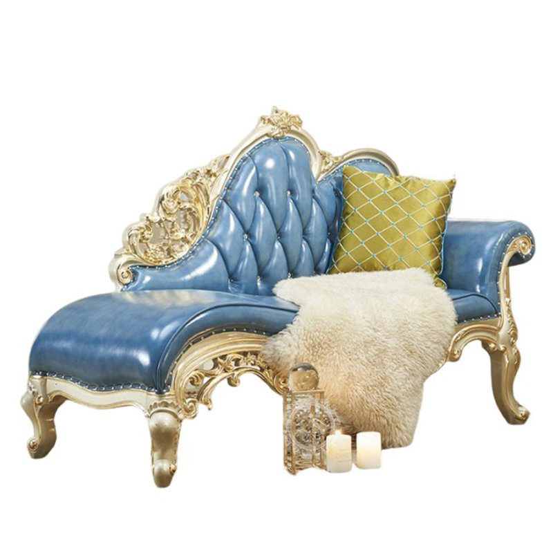 Chaise longue de style européen en bois massif rembourrée