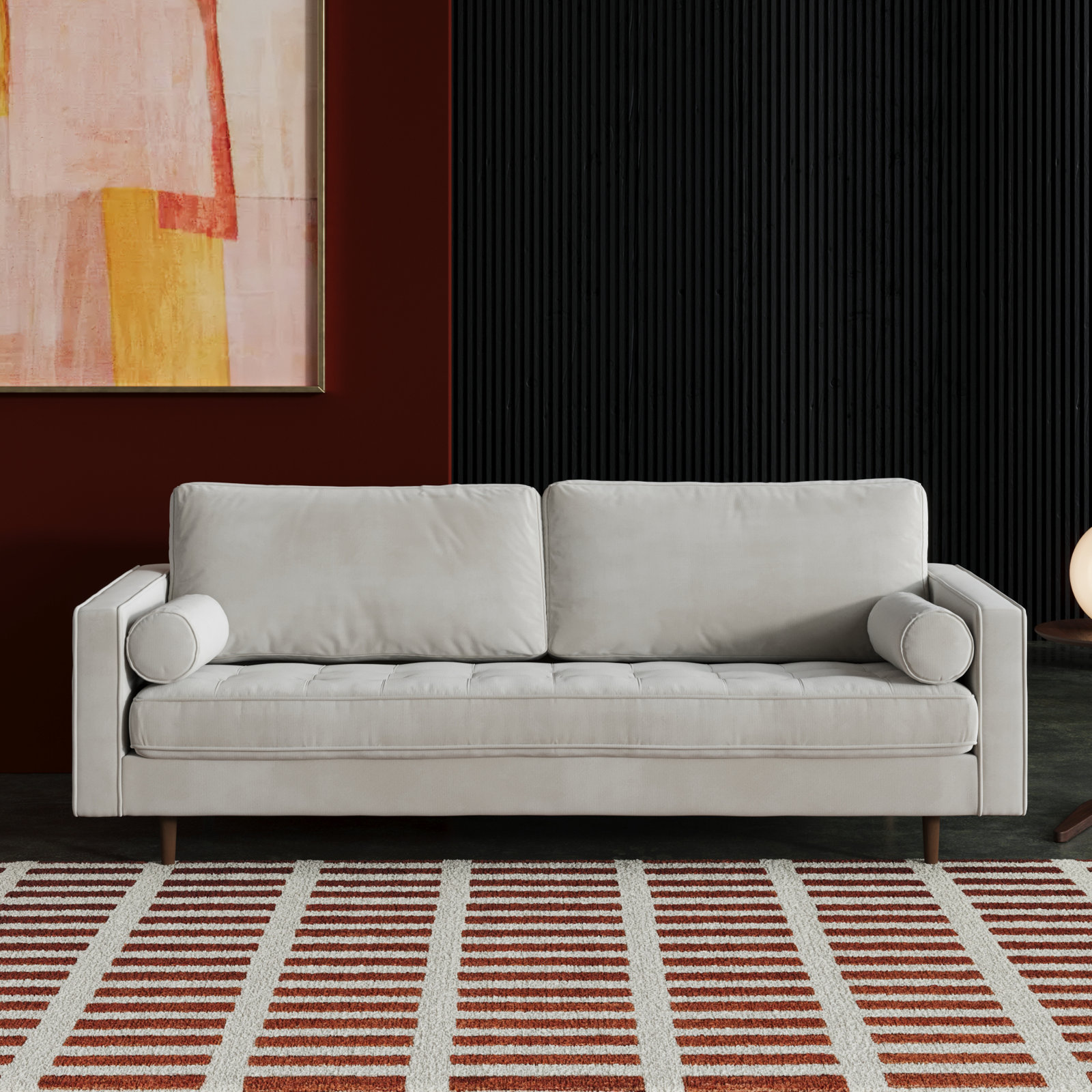 Pritchett 83" Velvet Sofa, Platinum Gray Velvet