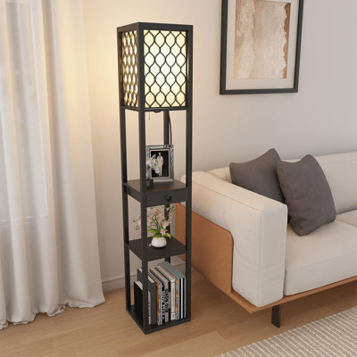 Modern Floor Lamp With Shelves & Remote Control | Stylish Tall Standing Light For Bedroom, Living Room, Office | Durable & Stable Design | 160cm, With Bulb Included