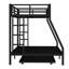Lit superposé simple au-dessus de double avec gigogne simple, noir-982200268