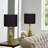 Modern Black And Gold Table Lamps Set Of 2 For Living Room, Bedroom, Nightstand, End Table, Or Small Spaces With Linen Lampshade - Mid-Century Minimalist Design