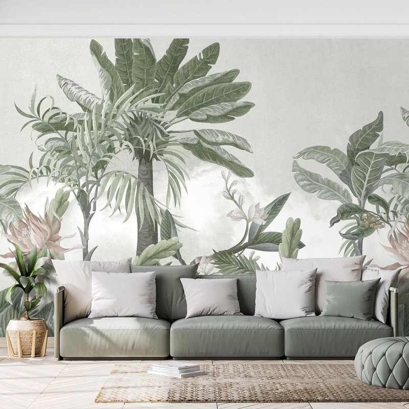 Tropical Leaf Peel & Stick Floral Border, 96" L x 144" W