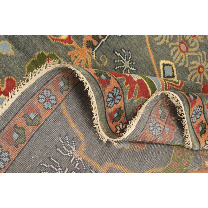 Tapis gris anthracite et gris unique en coton 12 pi 1 po x 9 pi 0 po
