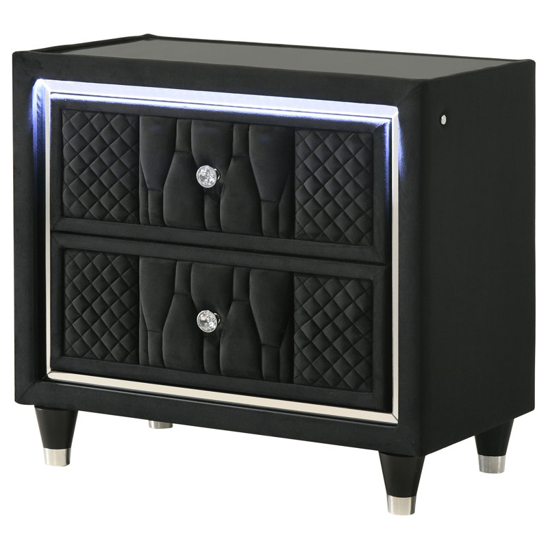 Schum 2-Drawer LED Nightstand With USB Black